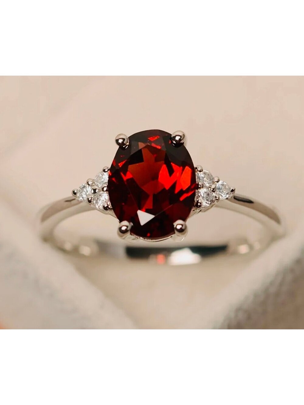 New - Gorgeous Deep Red Zirconia Promise Style Ring - Size 7